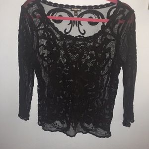 Black lace long sleeve top